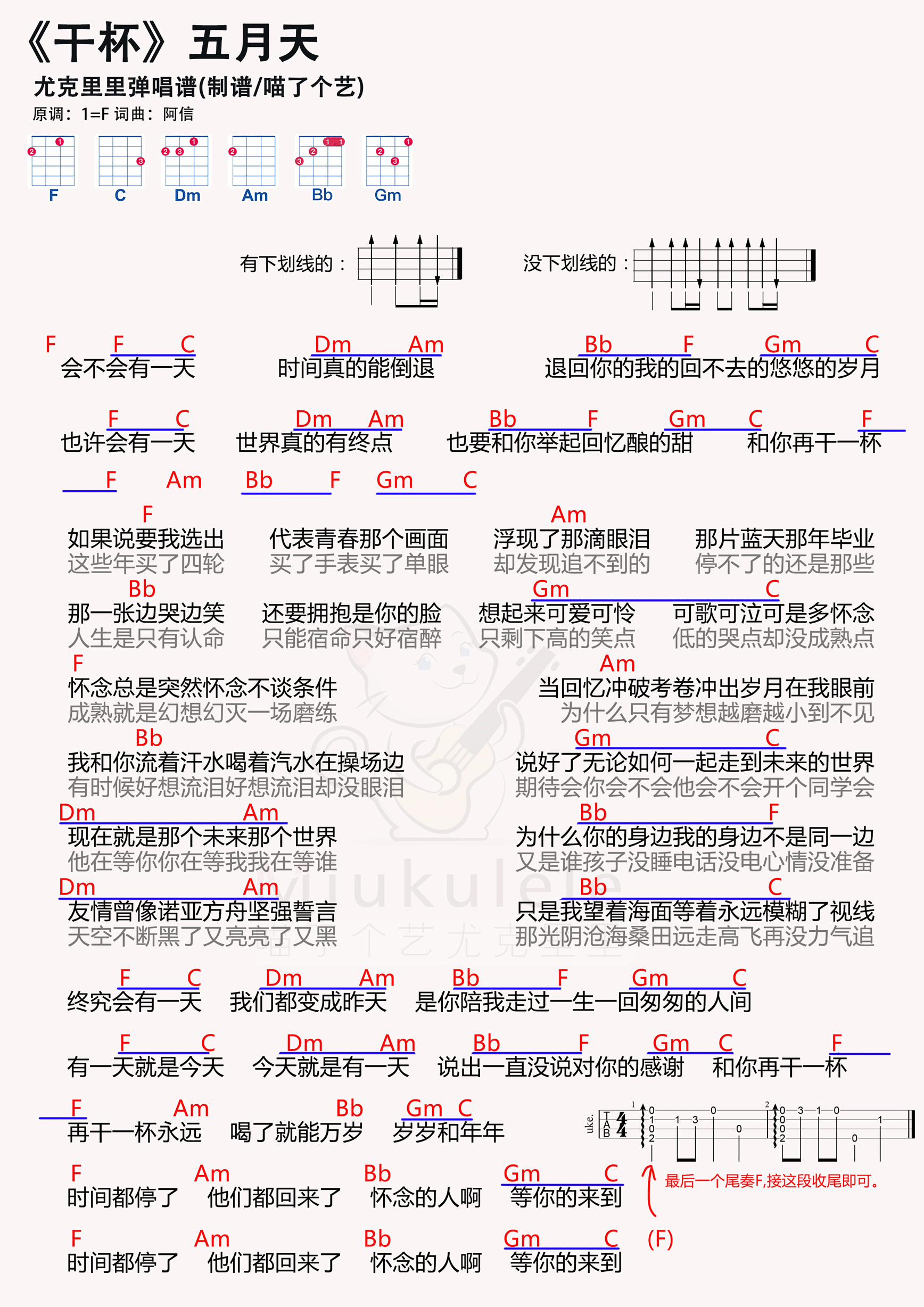 五月天《干杯》尤克里里谱