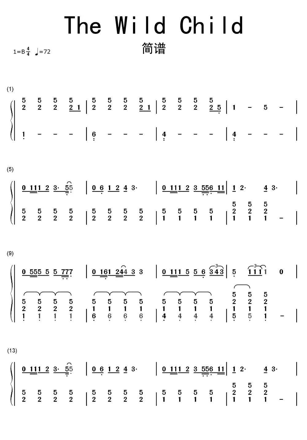 thewildchild简谱乐谱