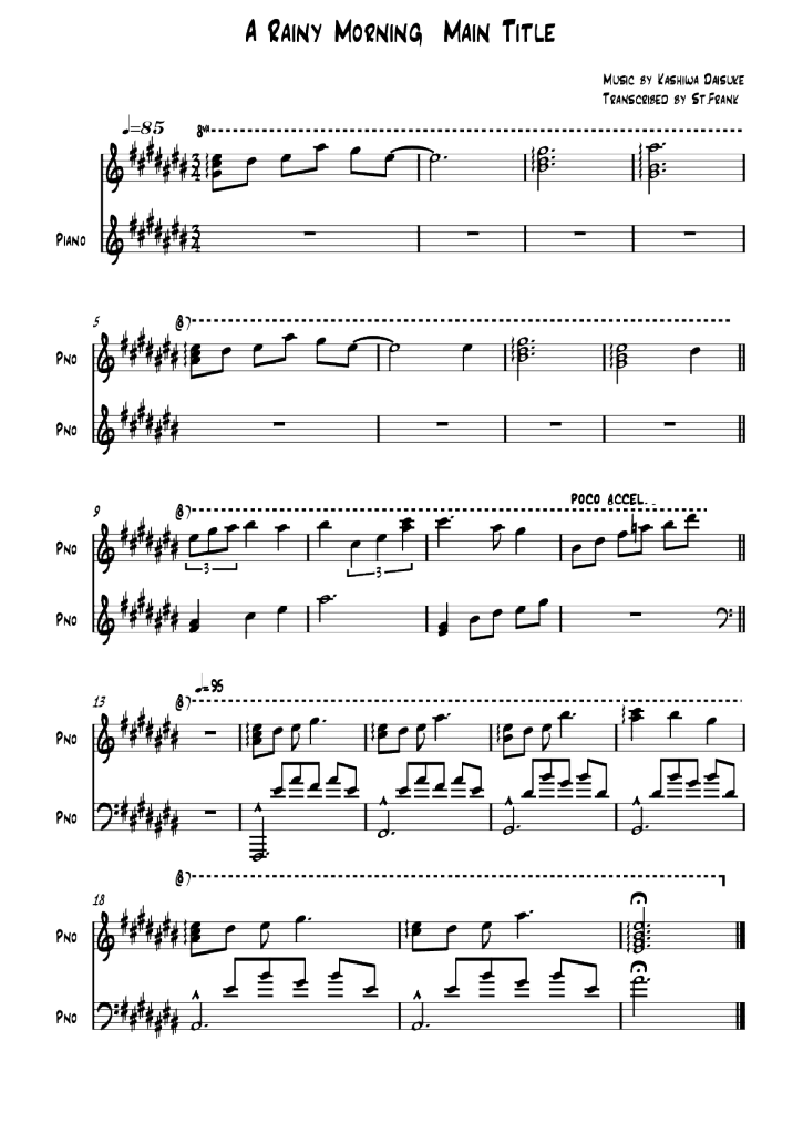 a rainy morning,a rainy morning钢琴谱,a rainy morningc/db钢