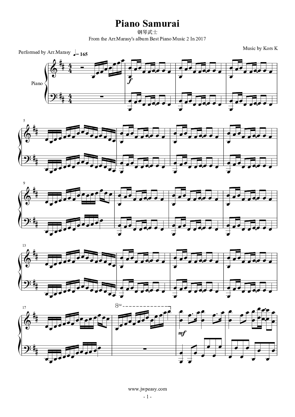 piano samurai,piano samurai钢琴谱,piano samuraid调钢琴谱,piano