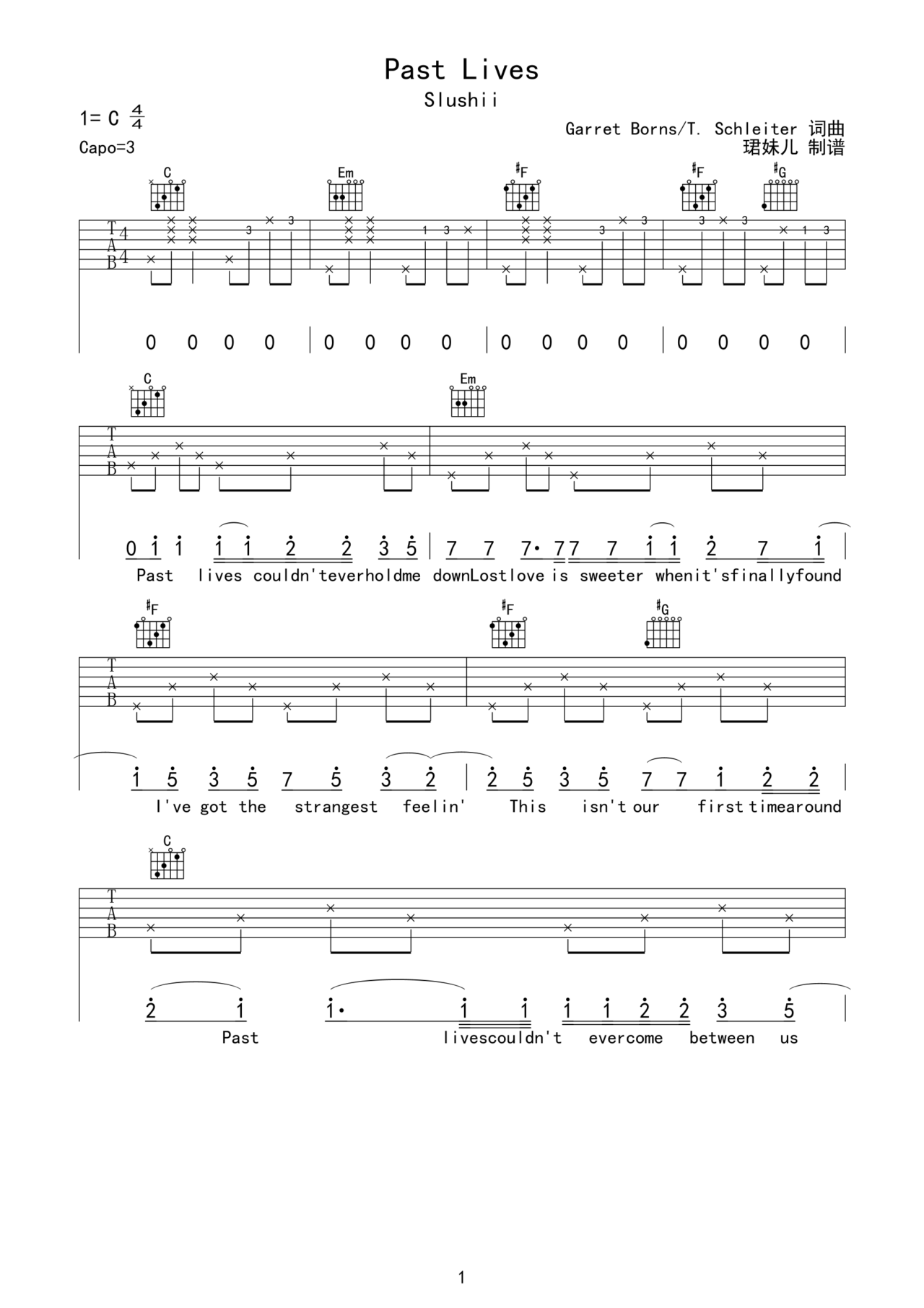 《past lives》- slushiic调六线吉他谱-虫虫吉他谱免费下载