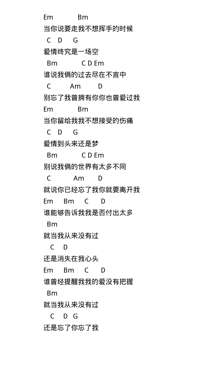 忘了你忘了我吉他谱
