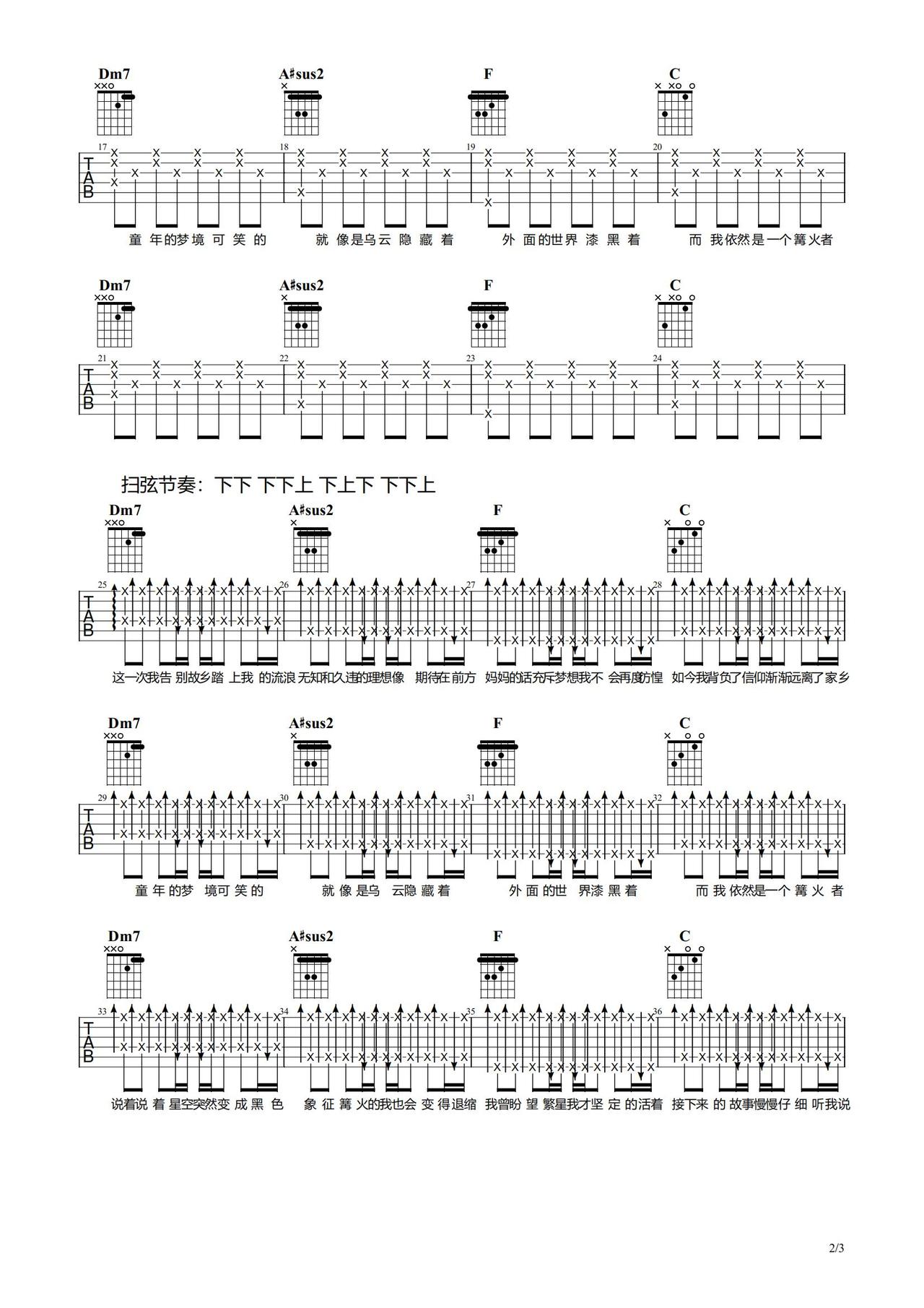 妈妈的话吉他谱-弹唱谱-f调-虫虫吉他