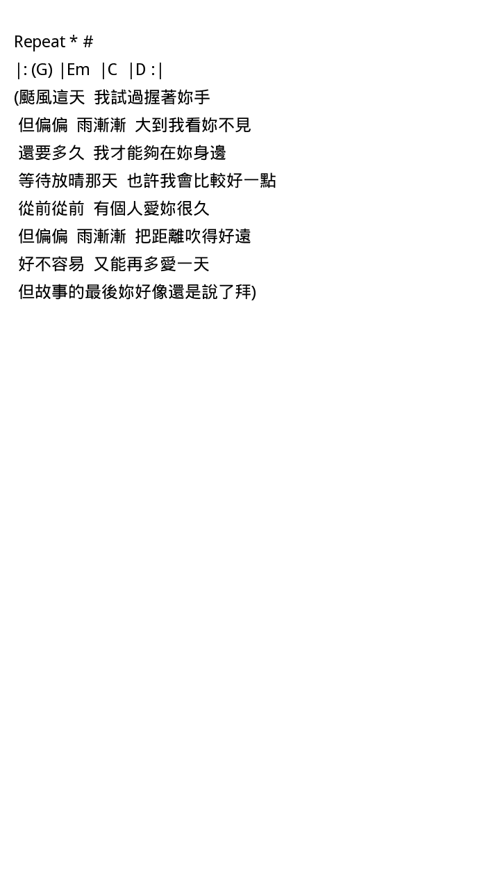 天晴吉他谱-弹唱谱---虫虫吉他