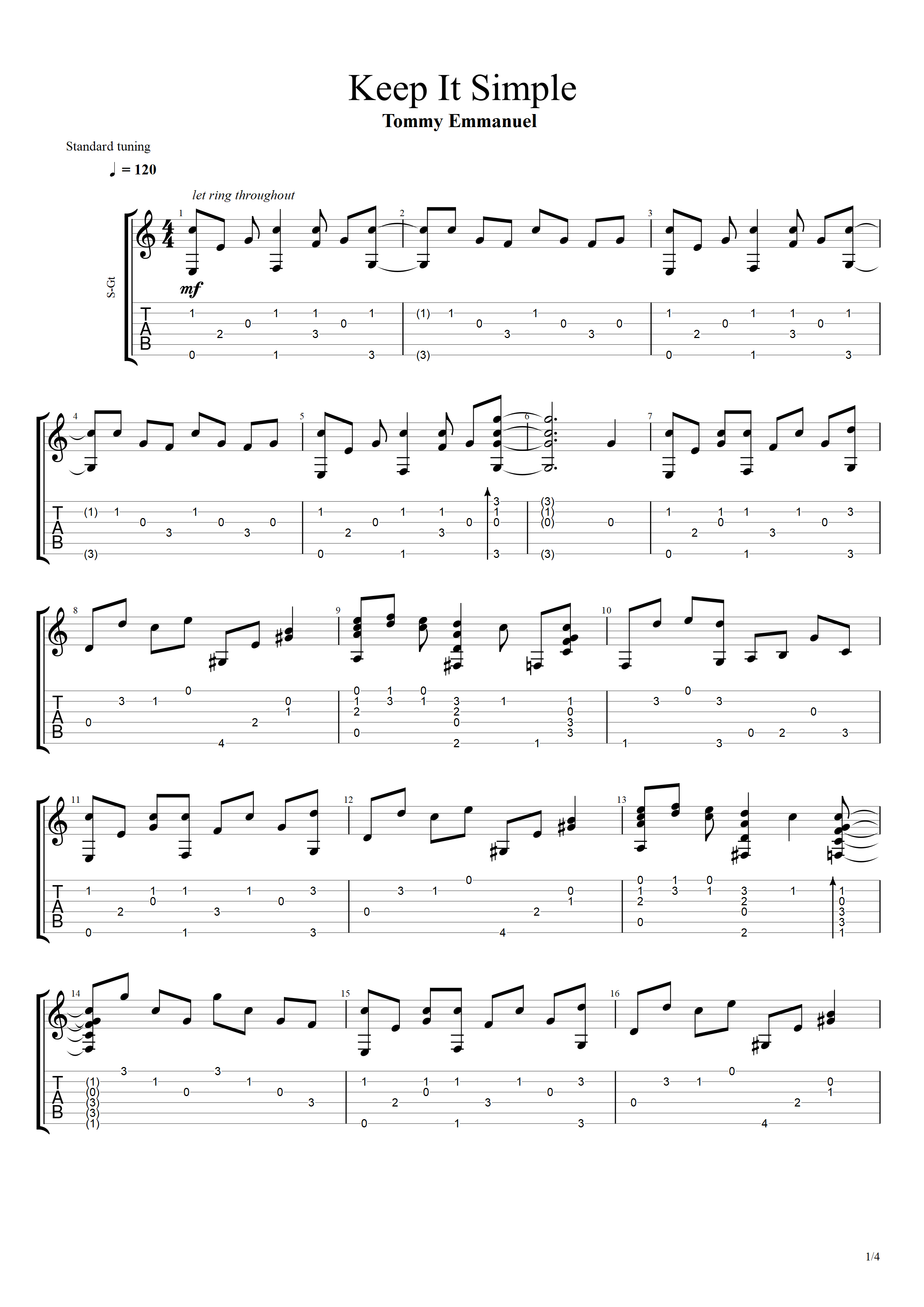 tommy emmanuel《 keep it simple》 指弹吉他谱