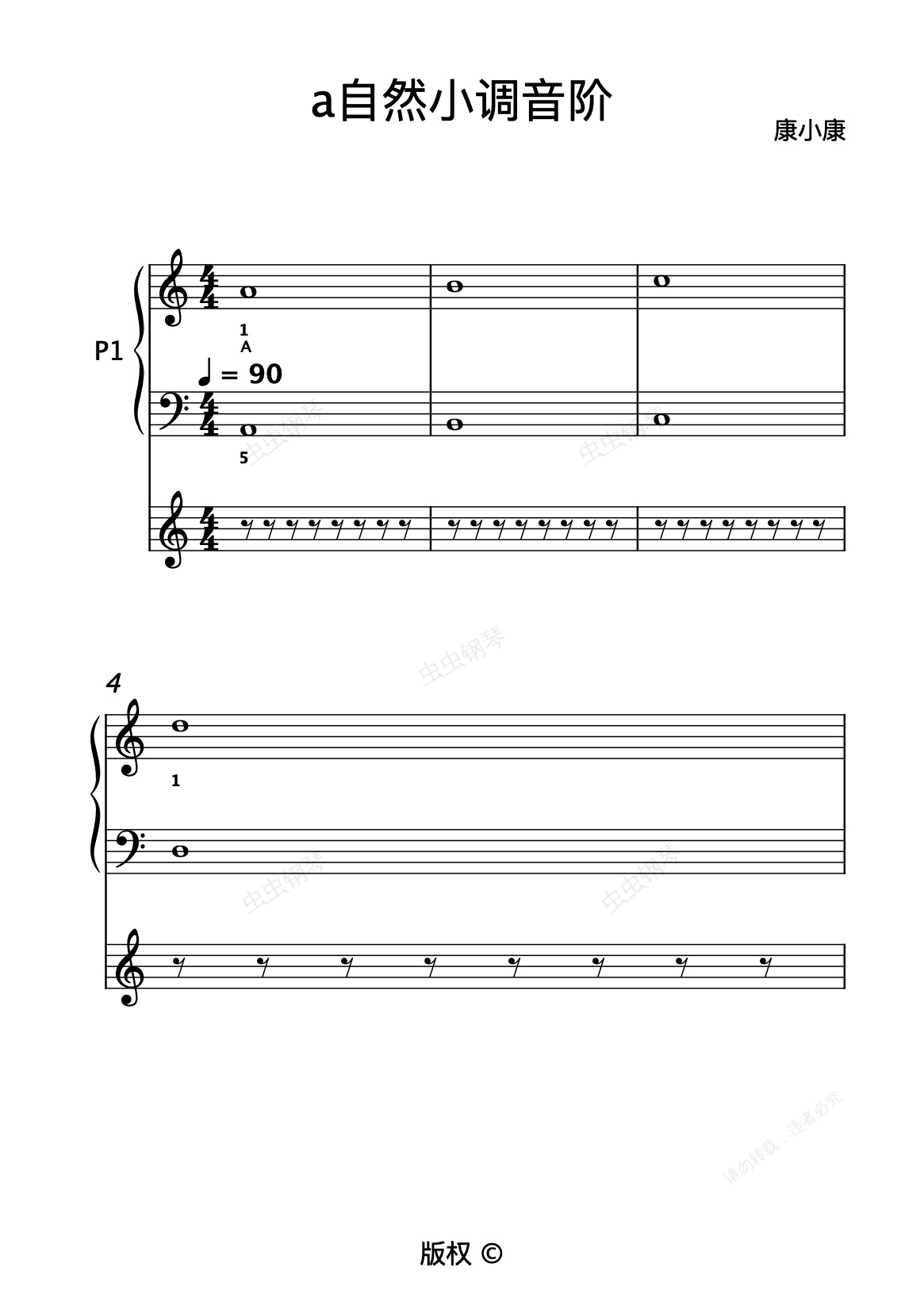 a自然小调音阶（461）钢琴谱预览