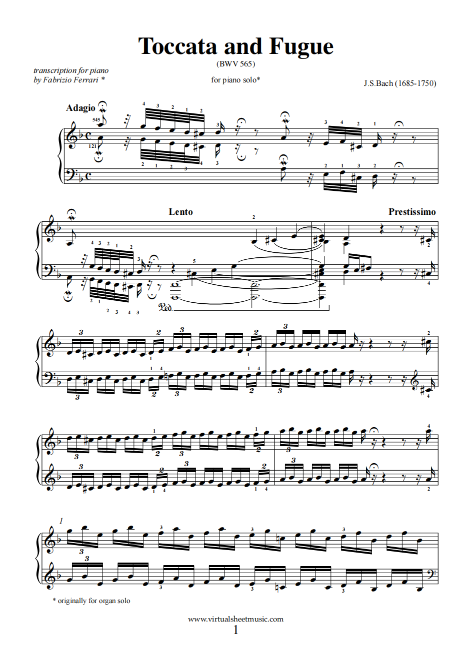 Toccata And Fugue In D Minor BWV 565 