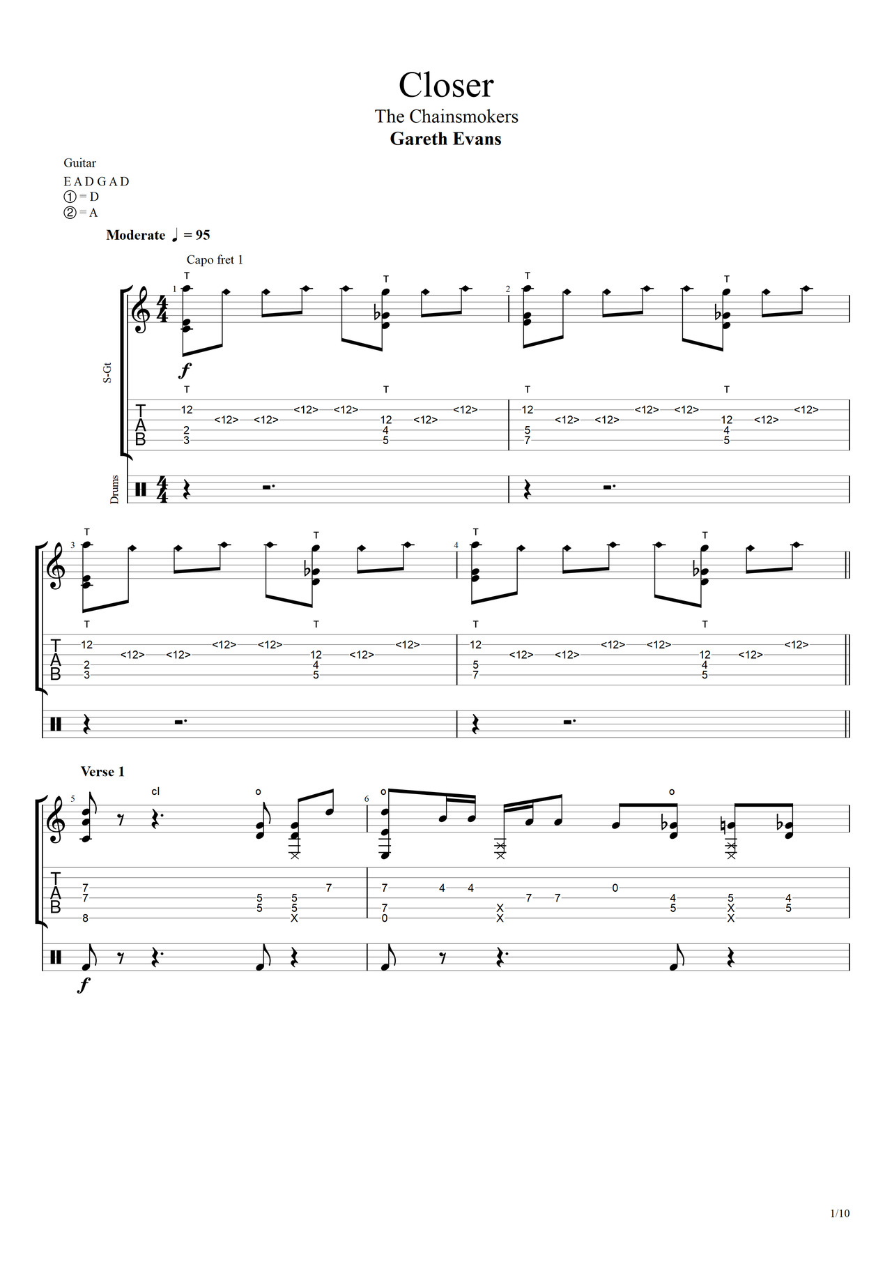 Closer吉他谱-指弹谱-虫虫吉他