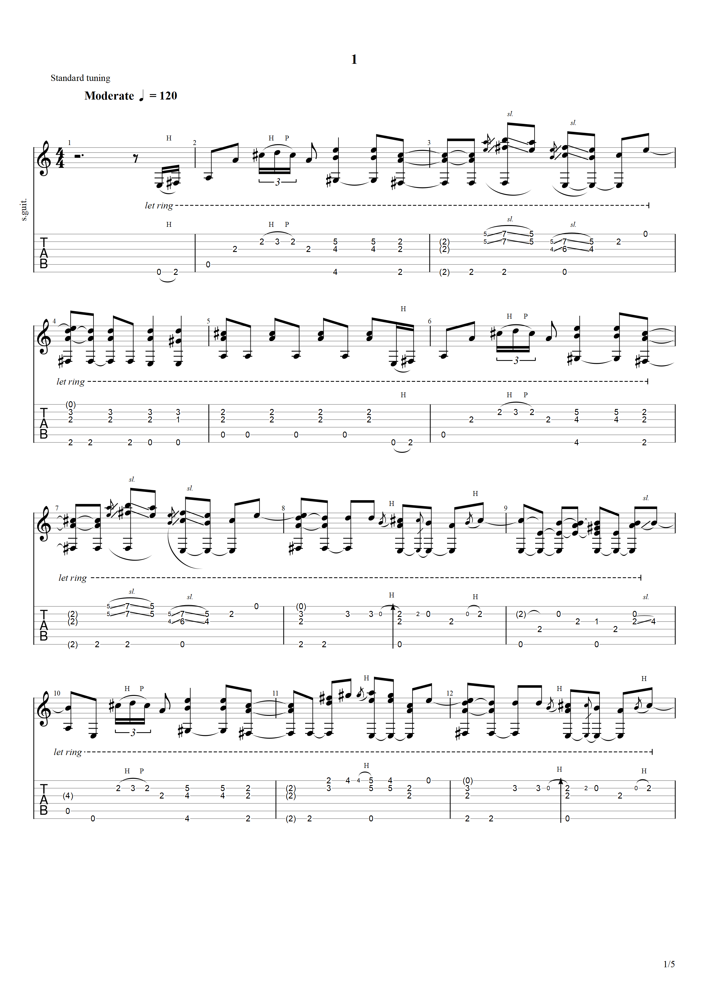 Tears In Heaven(泪洒天堂)吉他谱(PDF谱,指弹)_Eric Clapton(艾力克·克莱普顿;Eric Patrick ...
