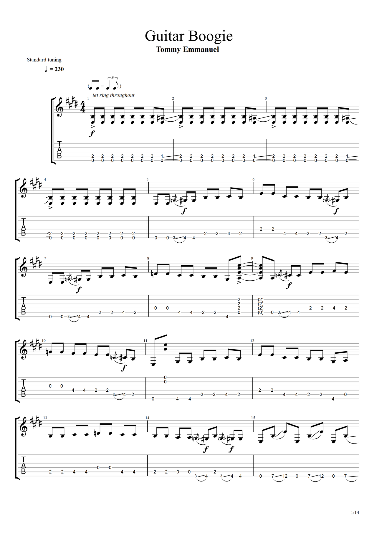 Guitar Boogie吉他谱-指弹谱-c调-虫虫吉他