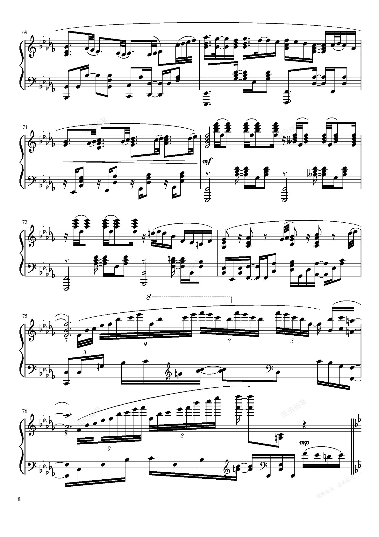 全职猎人(2011)op钢琴谱,departure!