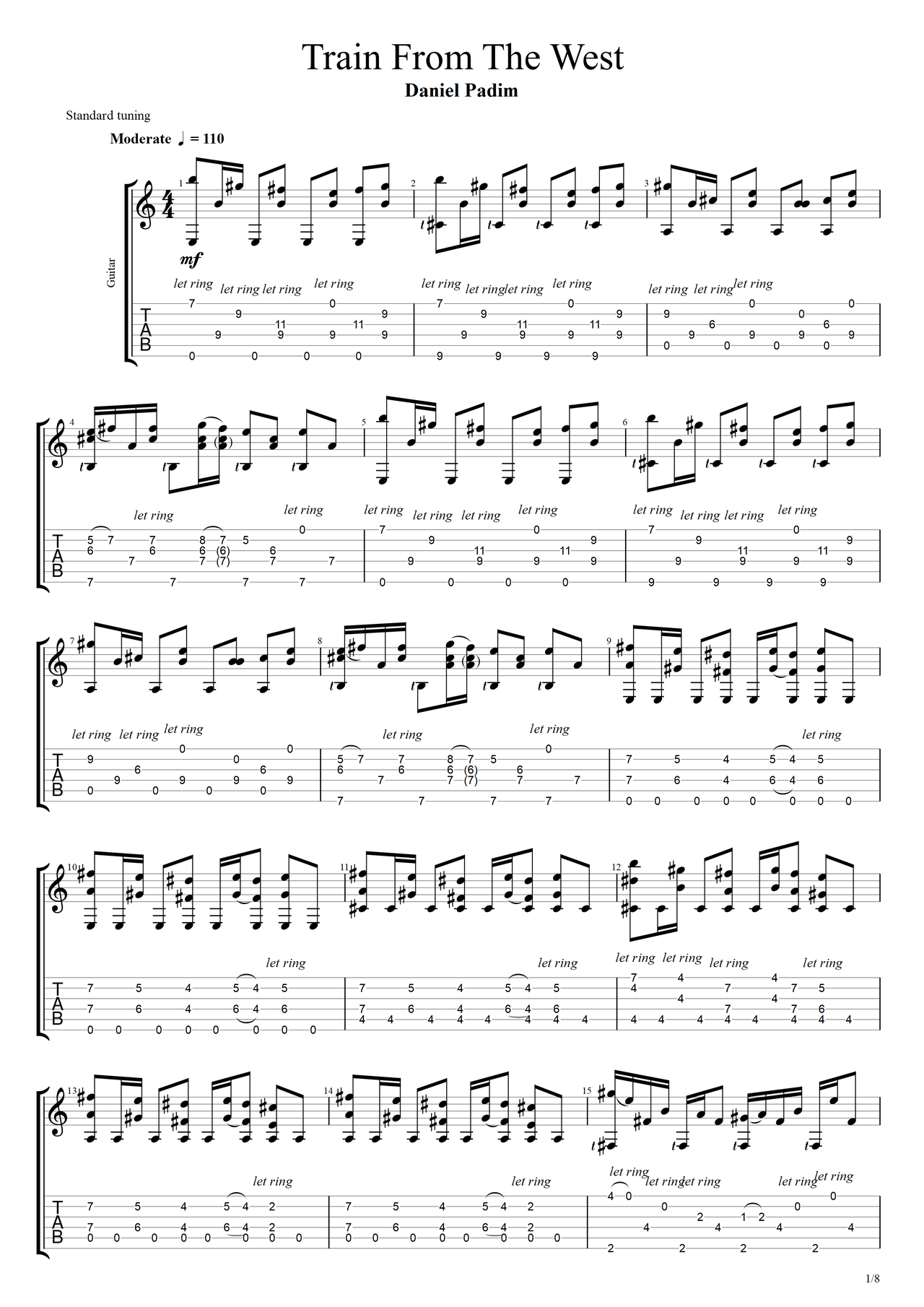 Train From The West吉他谱-指弹谱-c调-虫虫吉他
