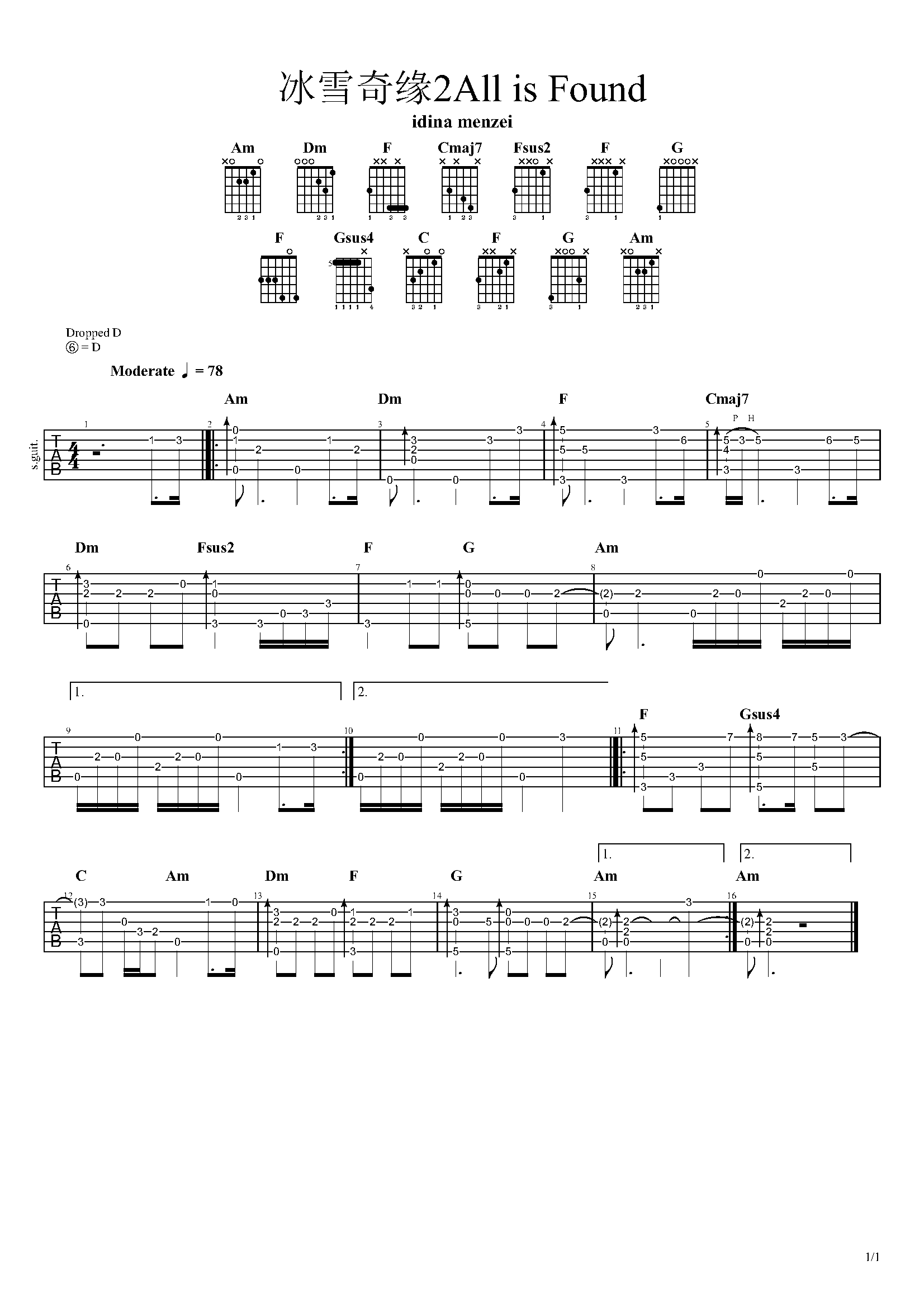 lethergo吉他谱简单版图片