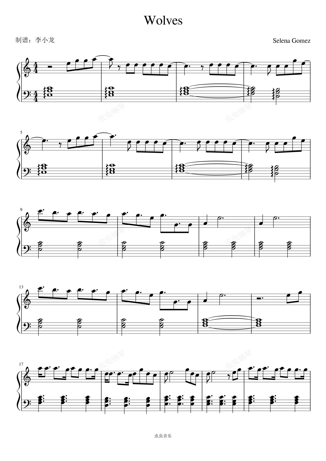 《wolves》c调-wolves,《wolves》c调-wolves钢琴谱,《wolves》c调