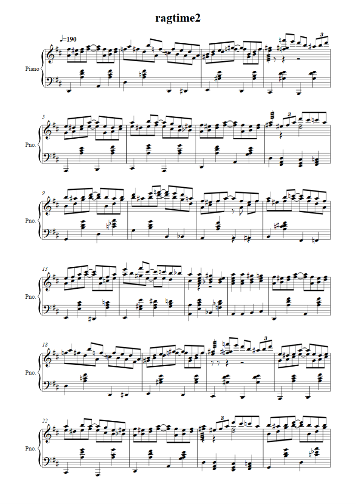 ragtime2,ragtime2钢琴谱,ragtime2d调钢琴谱,ragtime2钢琴谱大全