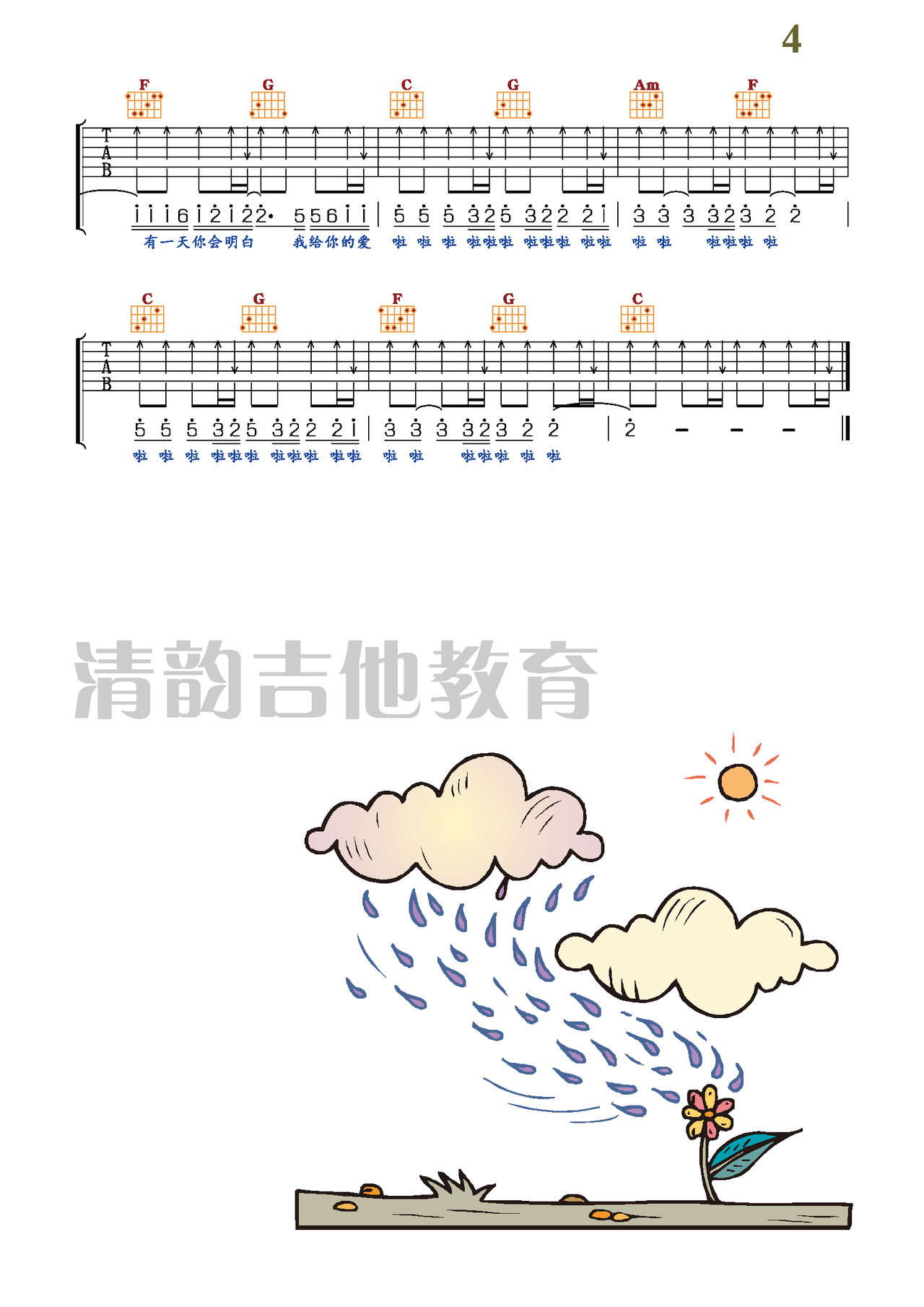去年夏天吉他谱-弹唱谱-c调-虫虫吉他