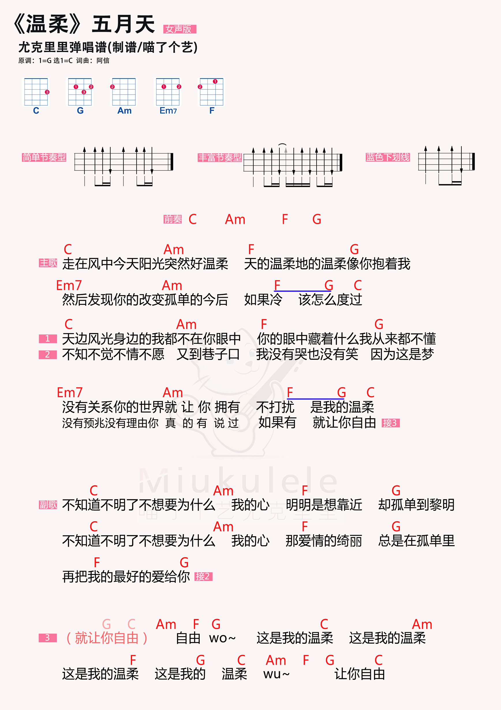 尤克里里4536251和弦图片