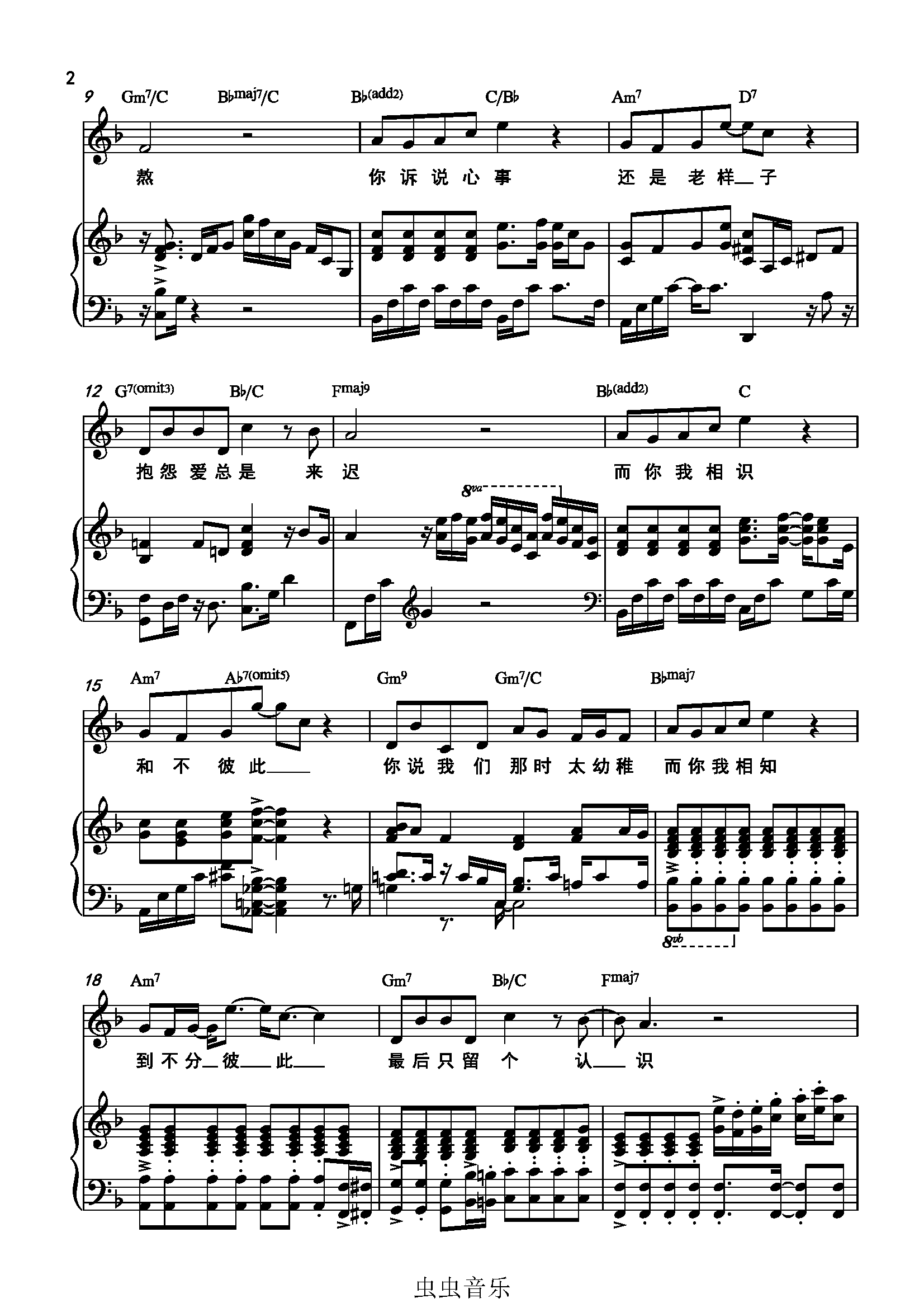 不懂事 钢琴版钢琴谱-茶叶-虫虫乐谱