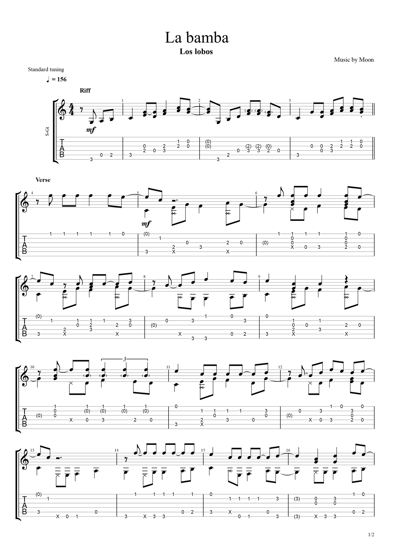 La bamba吉他谱-指弹谱-g调-虫虫吉他