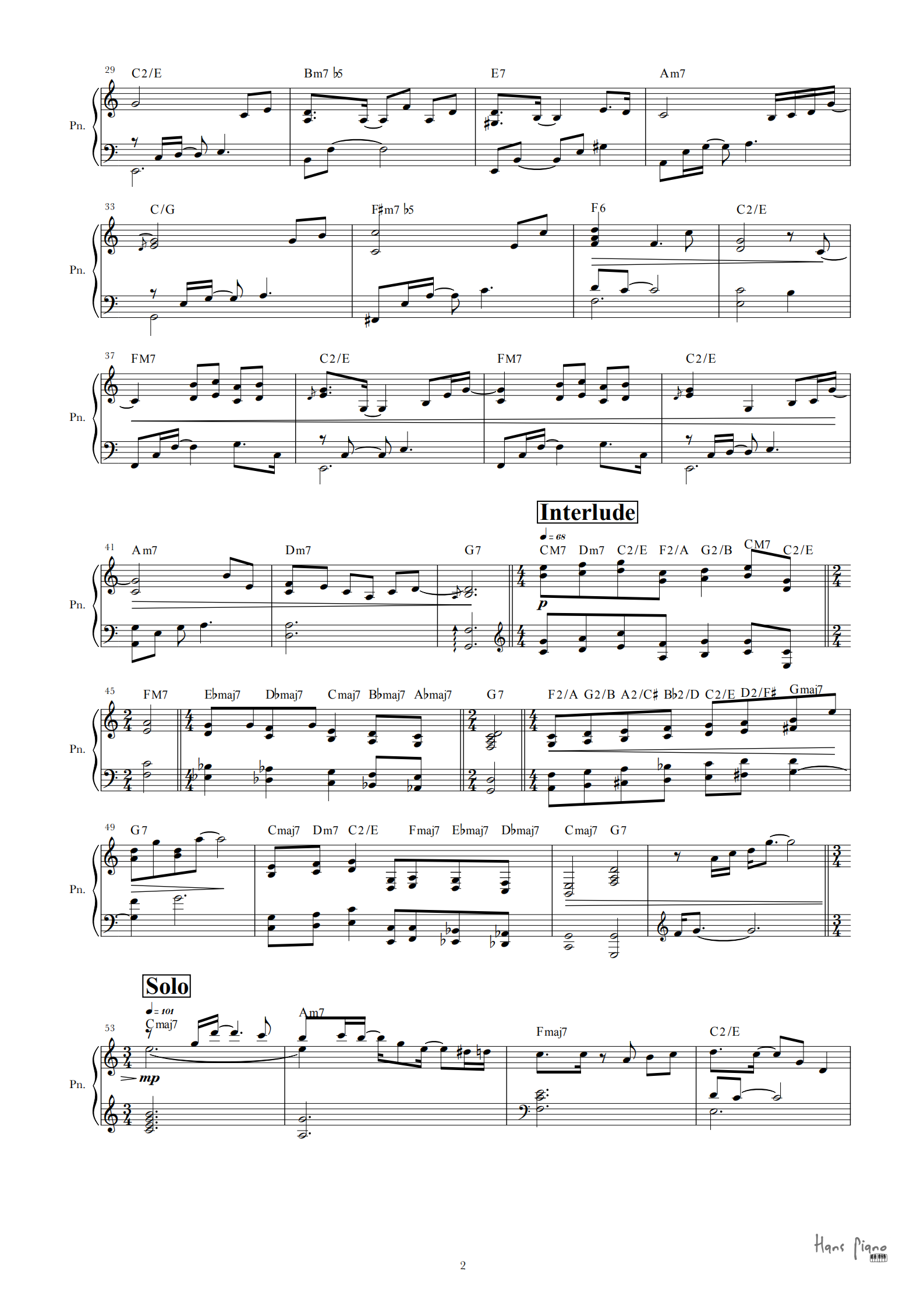 Moon River【免费】【爵士标准曲】泽大大 Hans piano