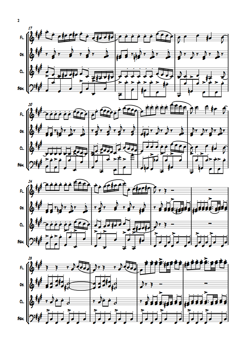 《四小天鹅舞曲》木管四重奏