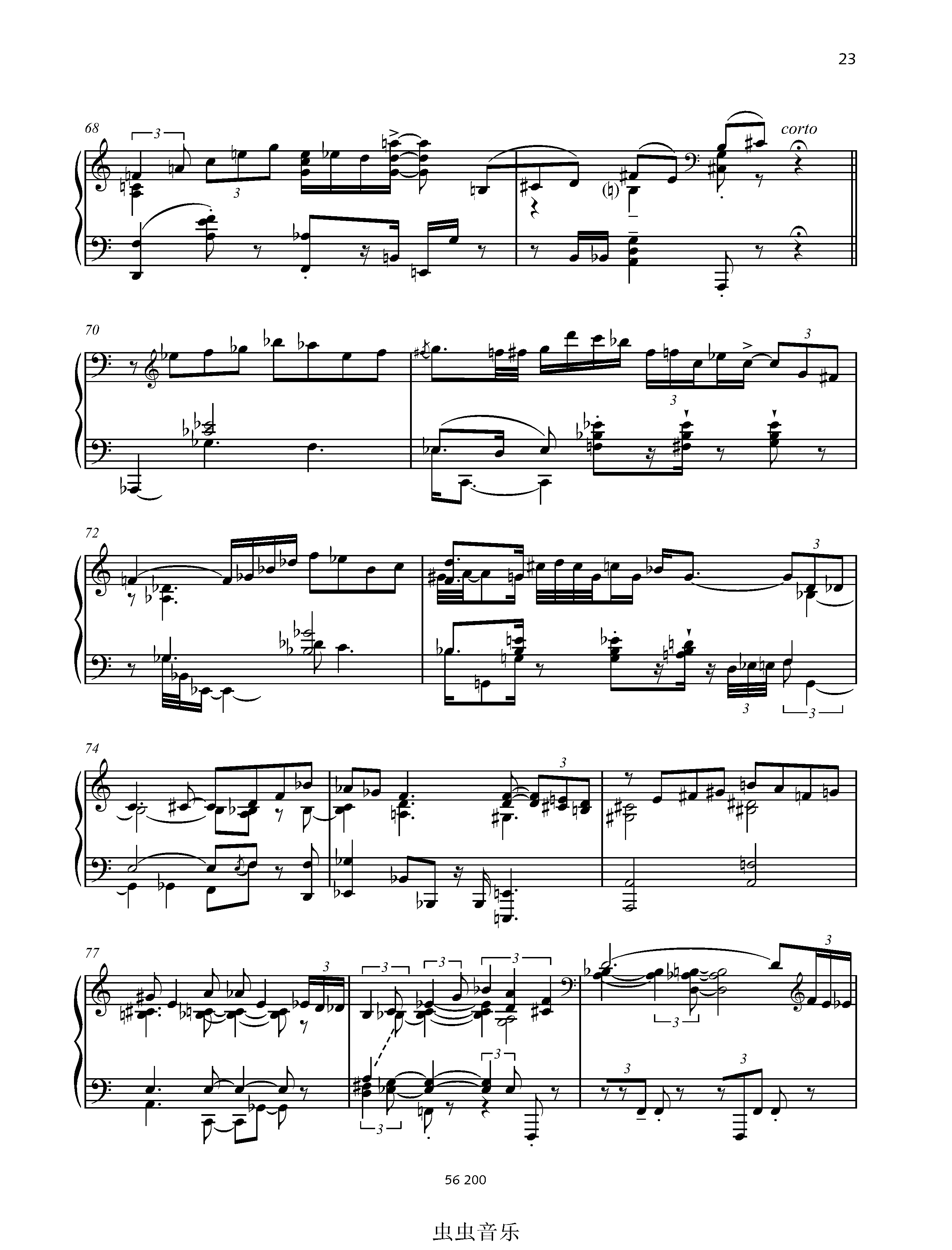 爵士奏鸣曲 no.13 op.110 第二乐章钢琴谱-c调-虫虫乐谱