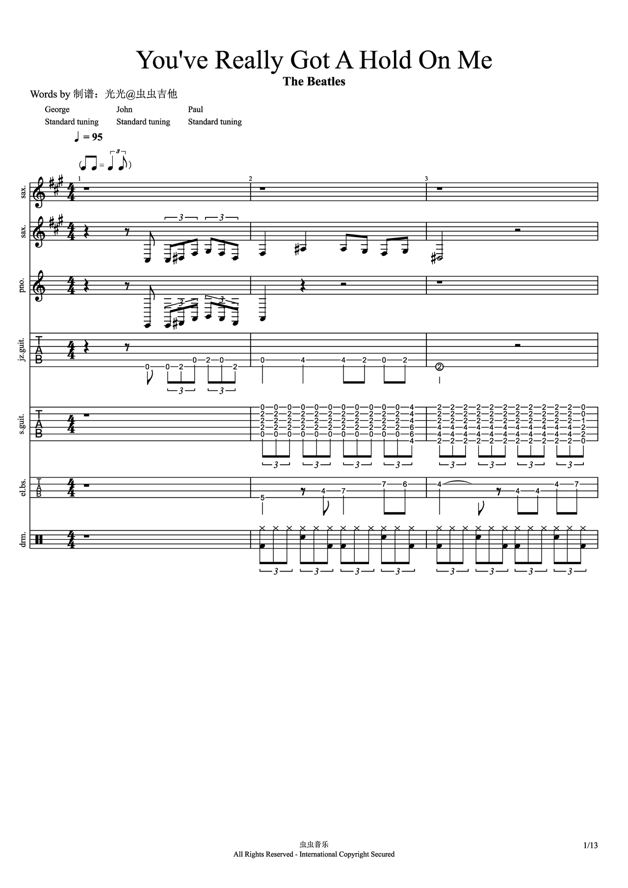 You've Really Got A Hold On Me吉他谱-总谱-虫虫吉他