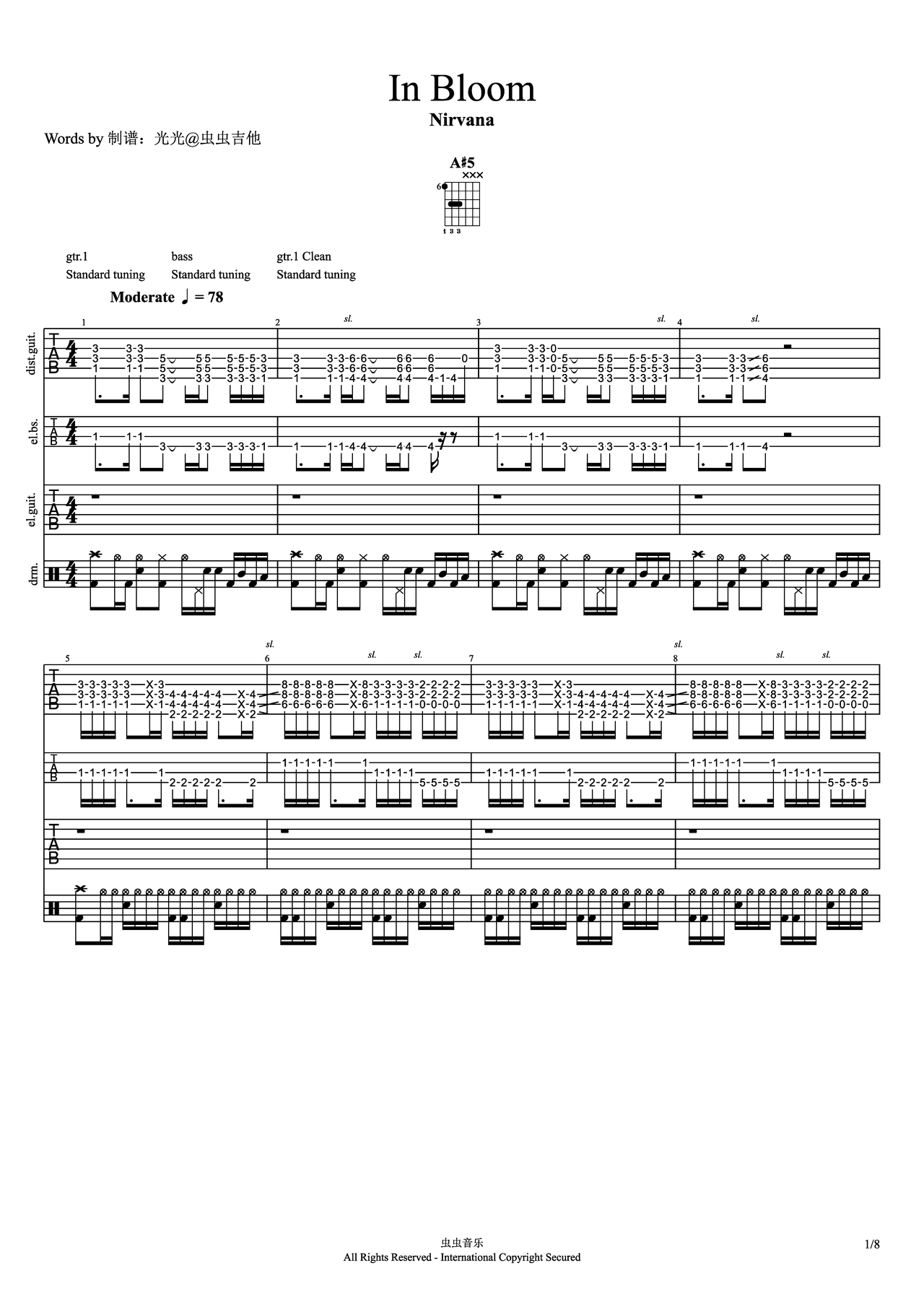 In Bloom吉他谱-总谱-db调-虫虫吉他