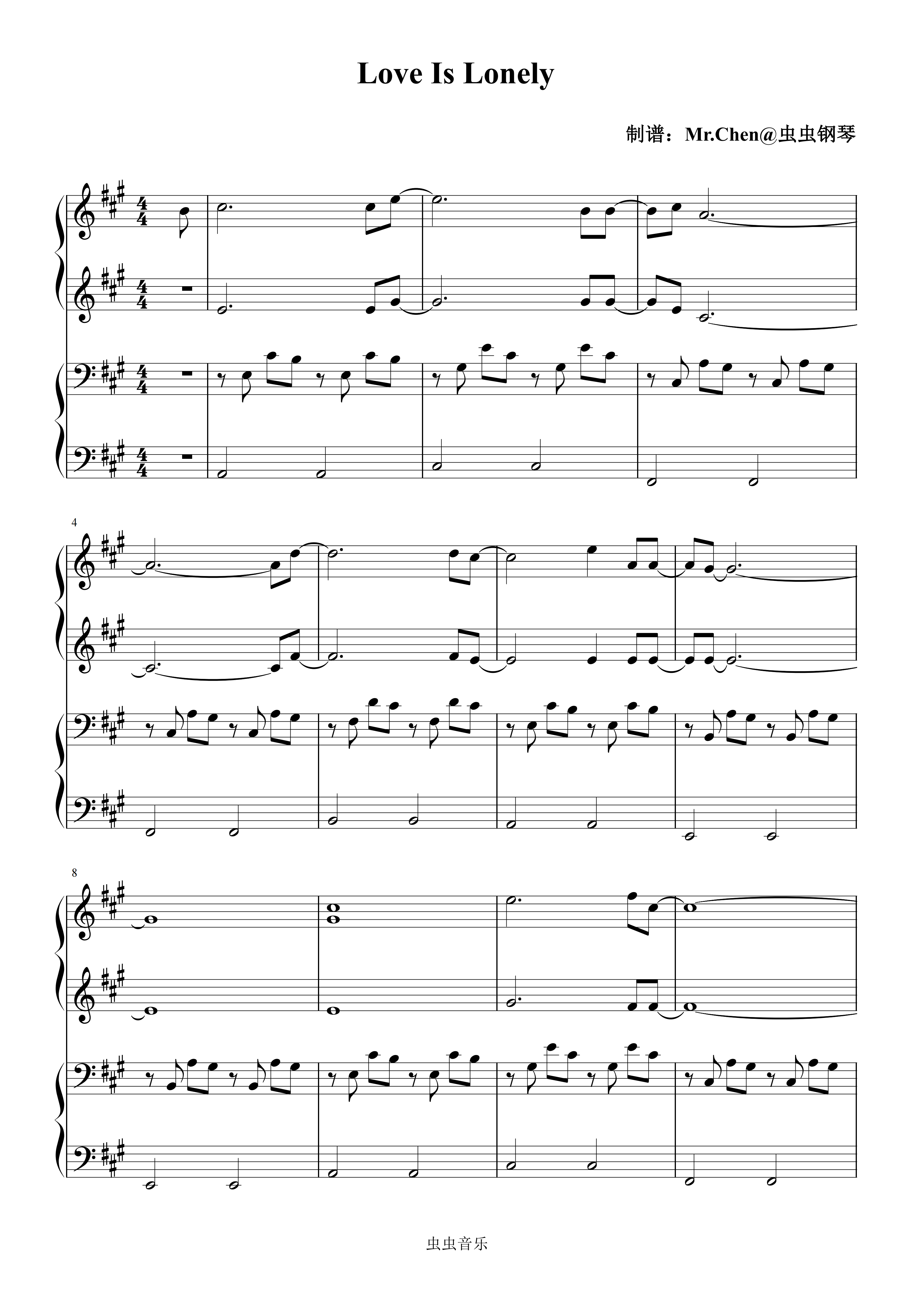 Love Is Lonely （四手联弹）- NMIXX钢琴简谱预览