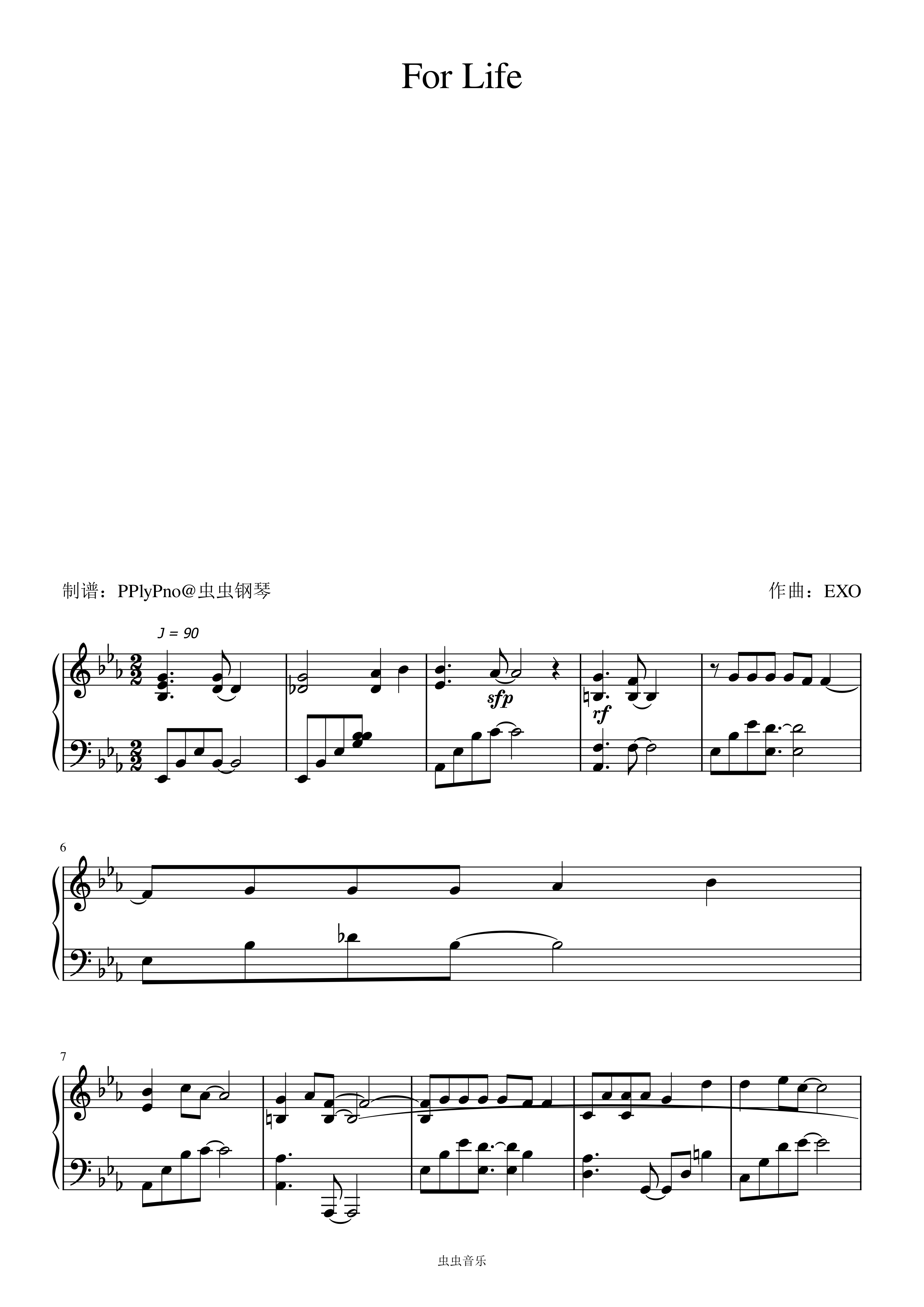 For Life钢琴简谱预览