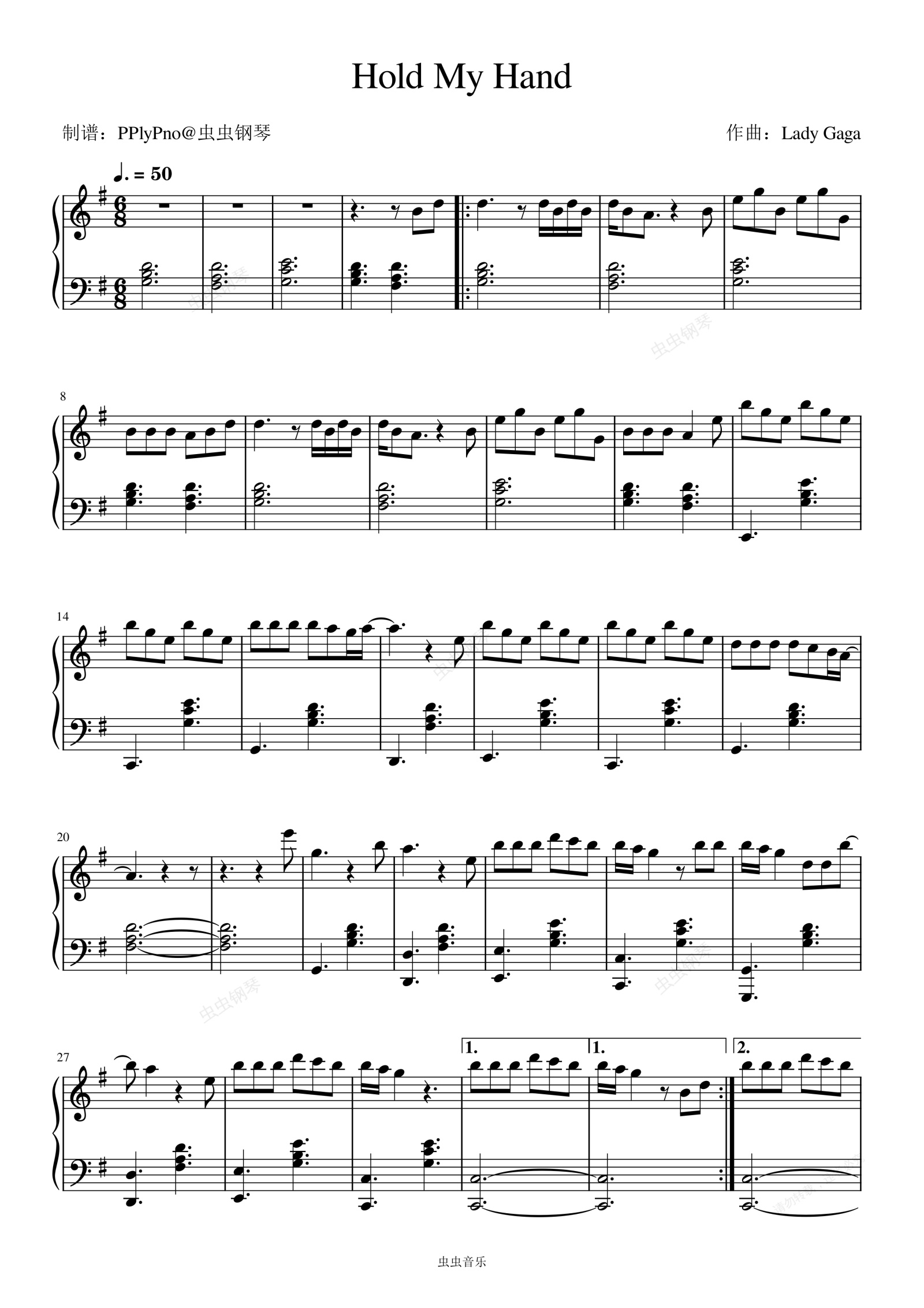 Hold My Hand钢琴谱预览