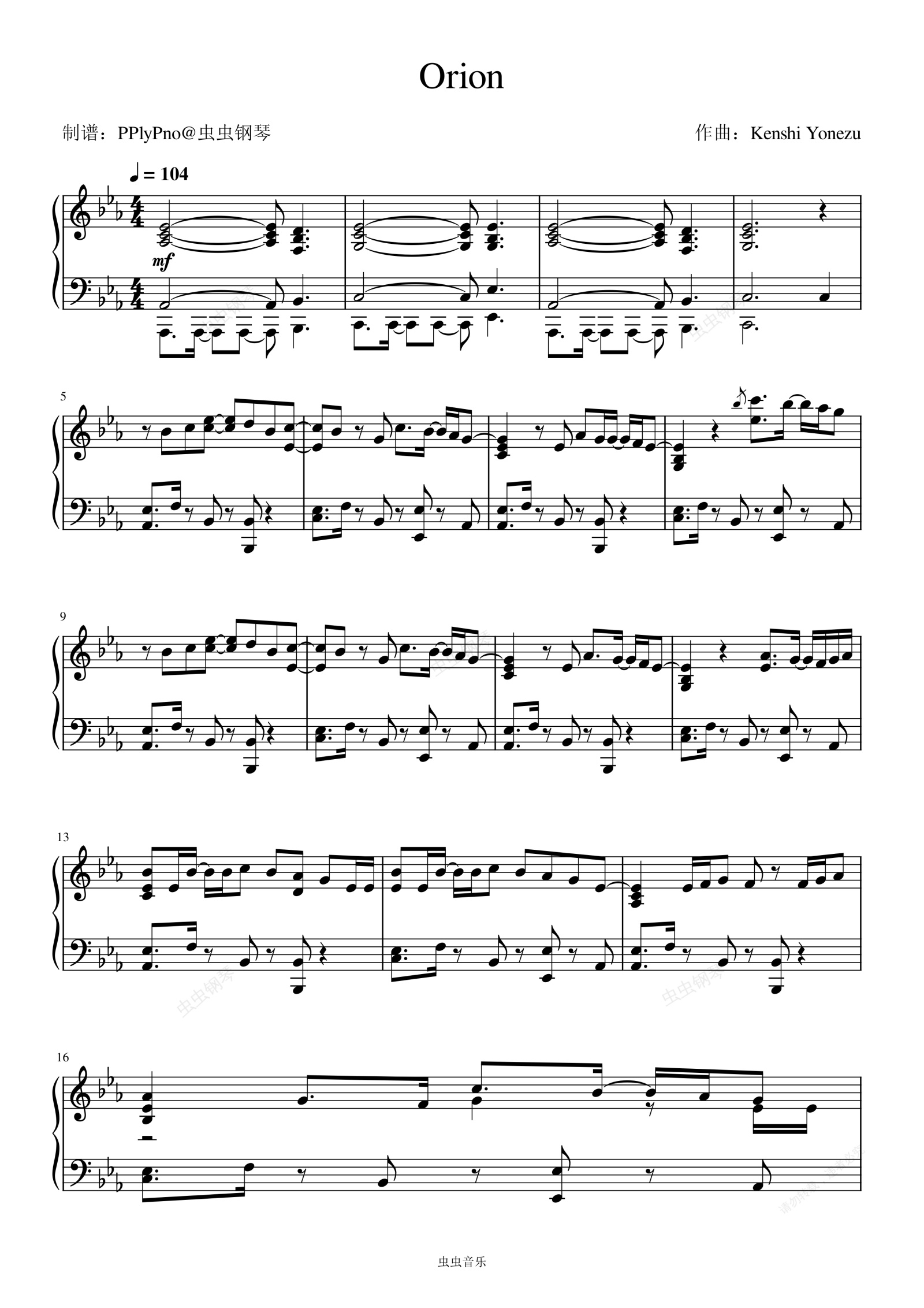 Orion钢琴谱预览