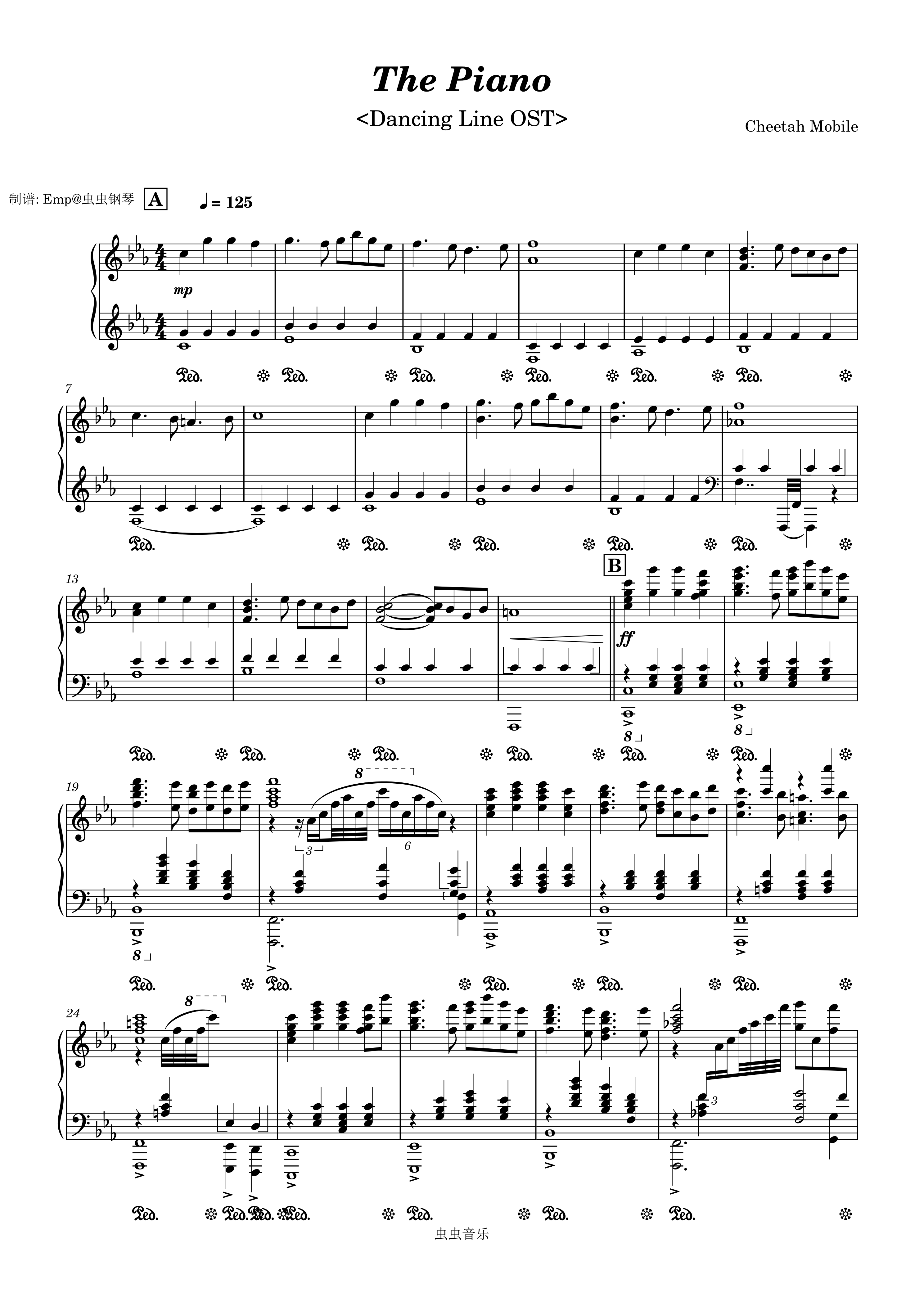 The Piano(钢琴) — Dancing Line OST 钢琴改编钢琴简谱预览
