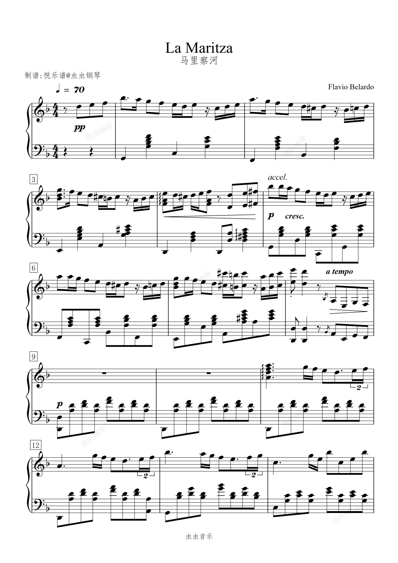 马里察河/La Maritza 【抒情】钢琴谱预览