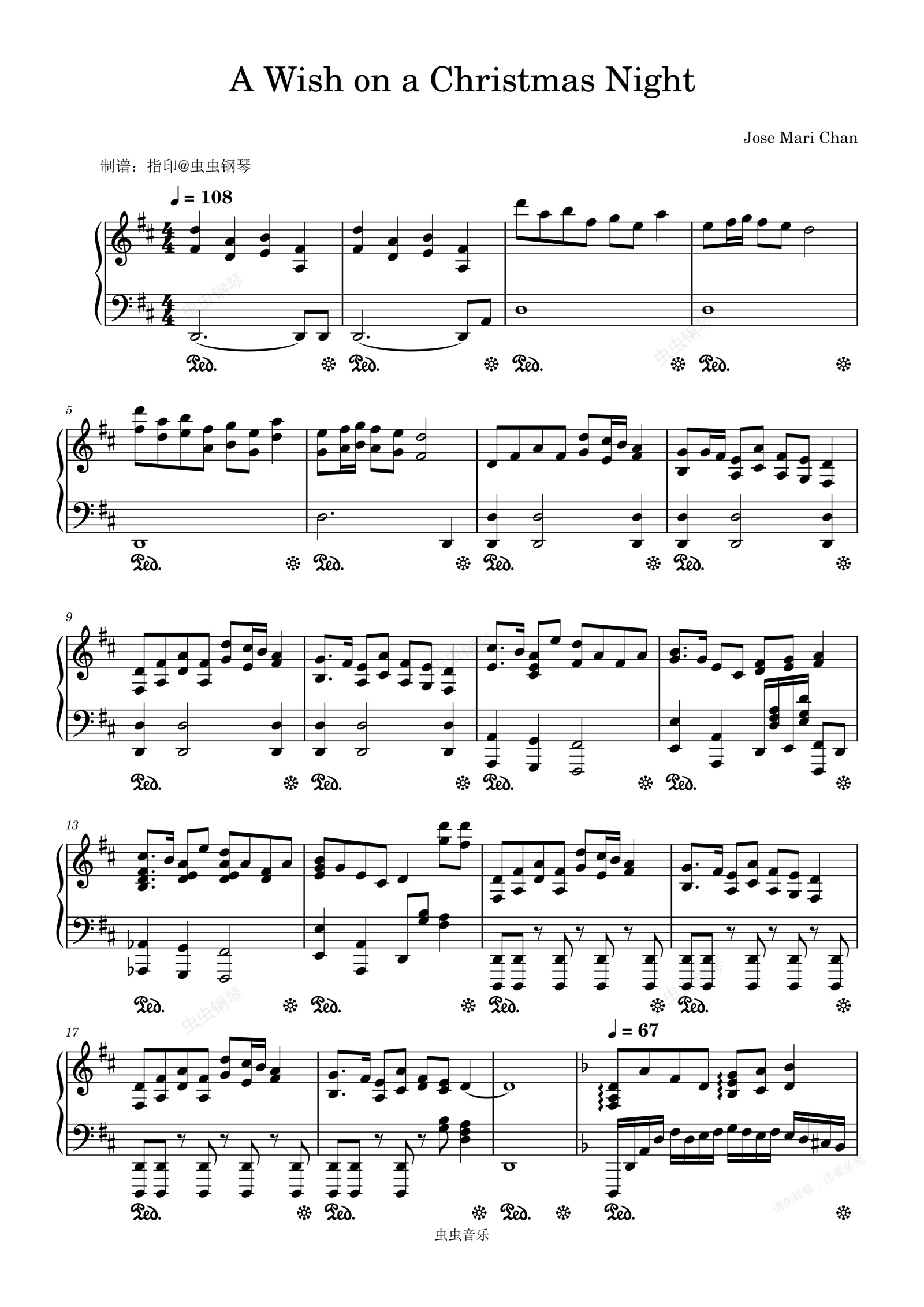 欢快氛围《A Wish on a Christmas Night》钢琴谱预览