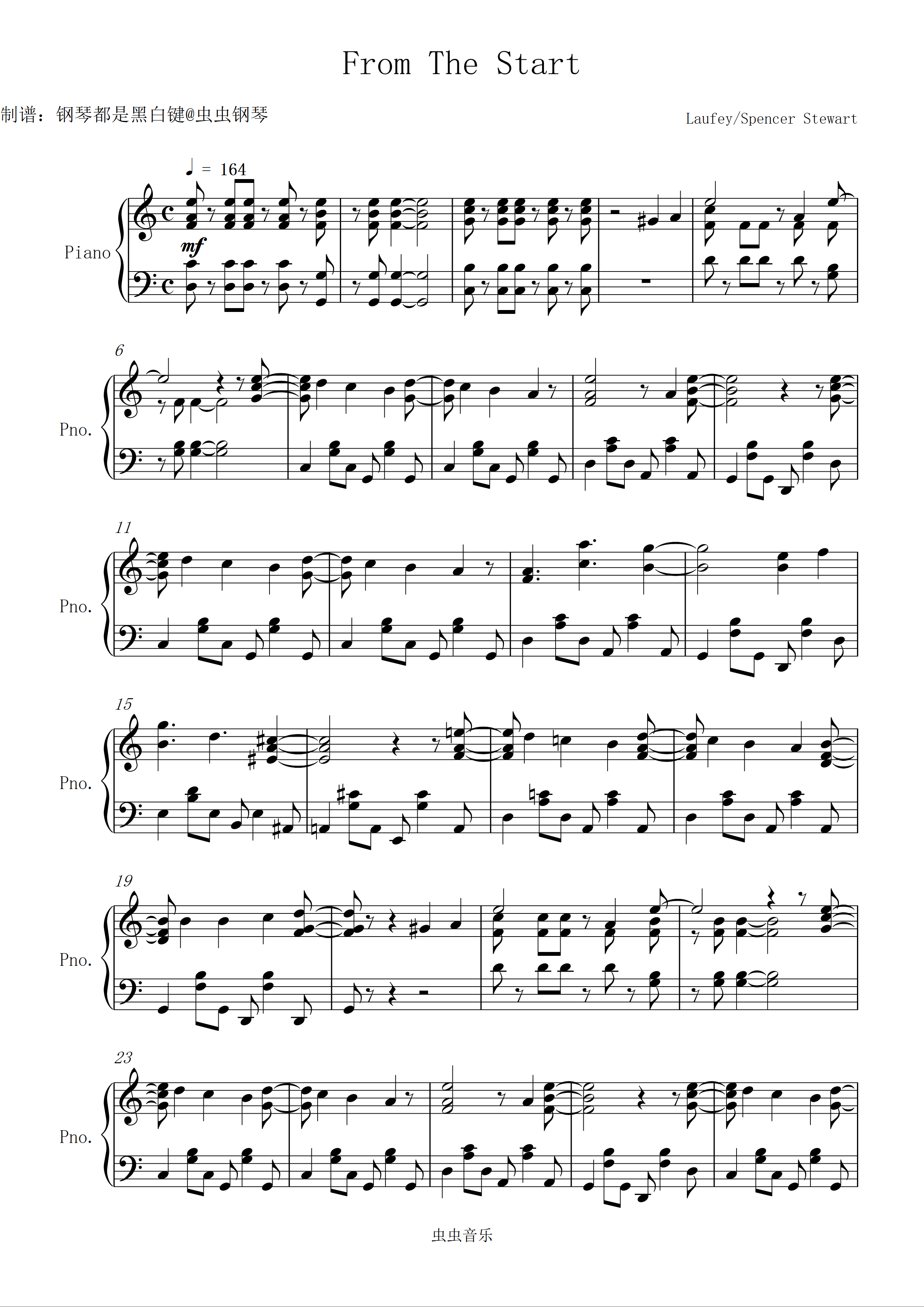 From The Start “她的声音好像香醇的巧克力”！钢琴简谱预览