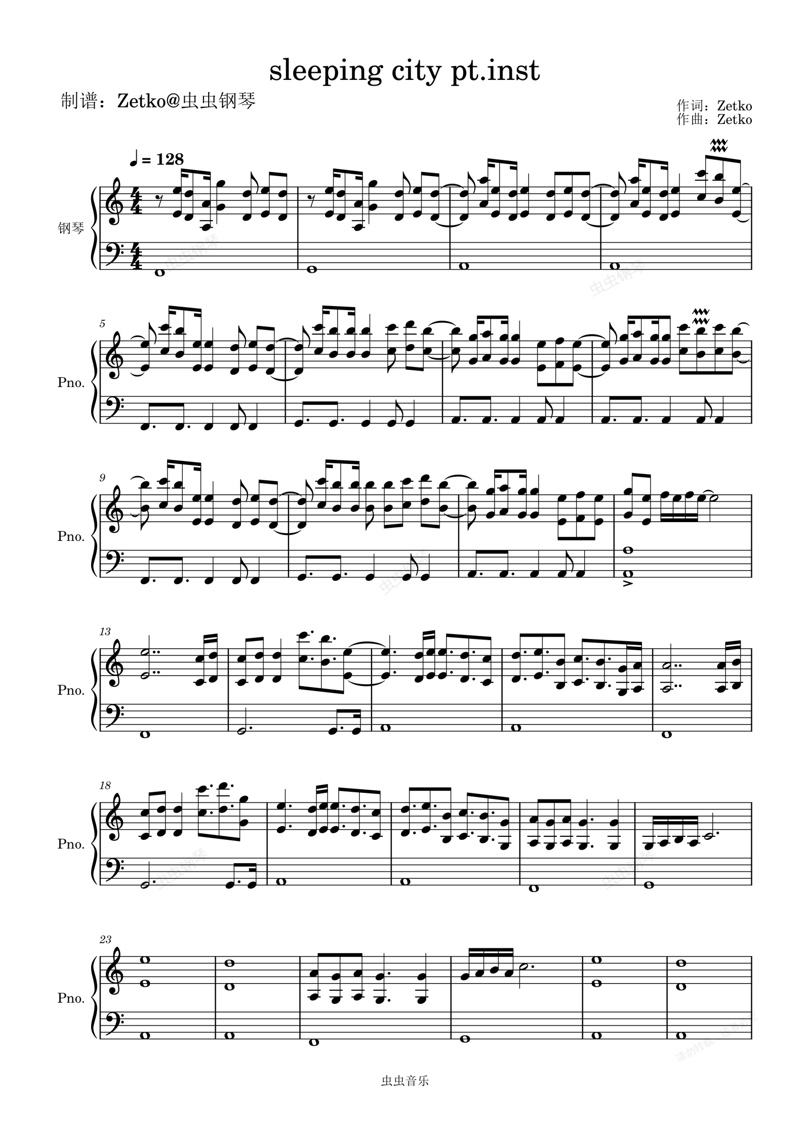sleeping city pt.inst钢琴谱预览