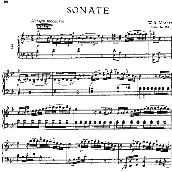 Sonata in bB Major No.3 K.281-钢琴谱