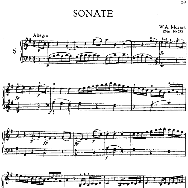 Sonata in G Major No.5 K.283-钢琴谱