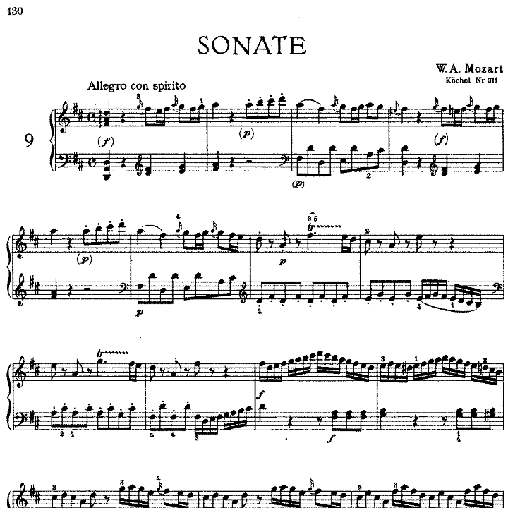 Sonata in D Major No.9 K.311-钢琴谱