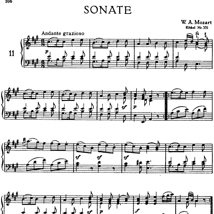Sonata in A Major No.11 K.331-钢琴谱