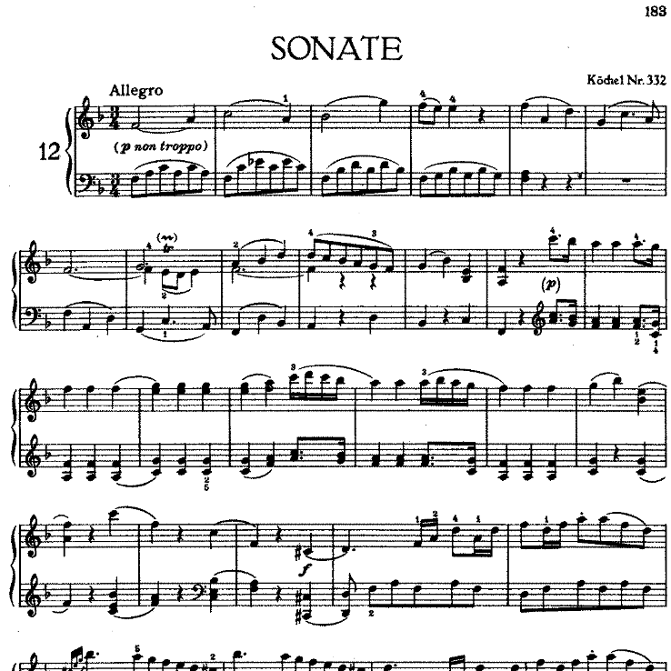 Sonata in F Major No.12 K.332-钢琴谱