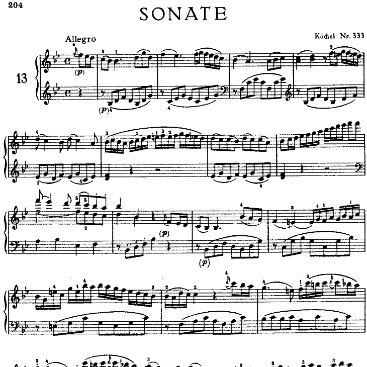 Sonata in bB Major No.13 K.333-钢琴谱
