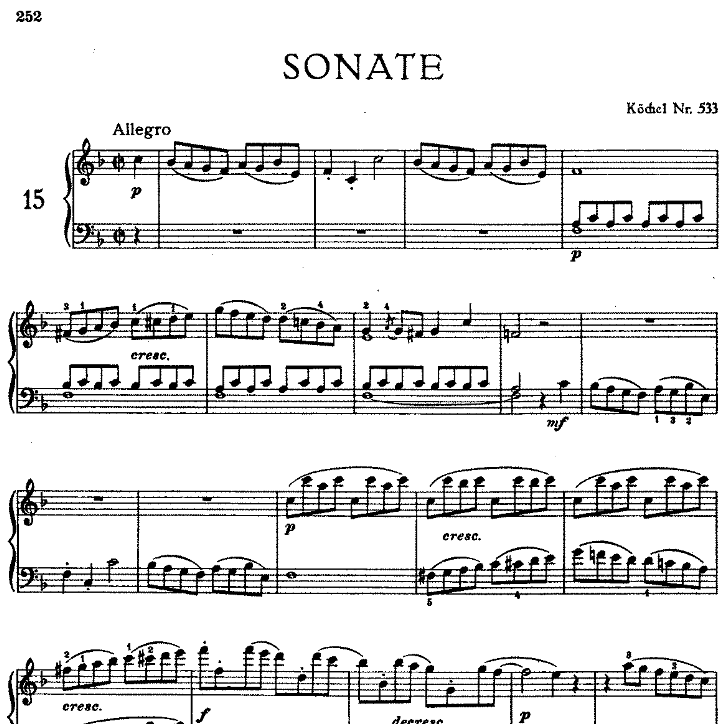 Sonata in F Major No.15 K.533-钢琴谱