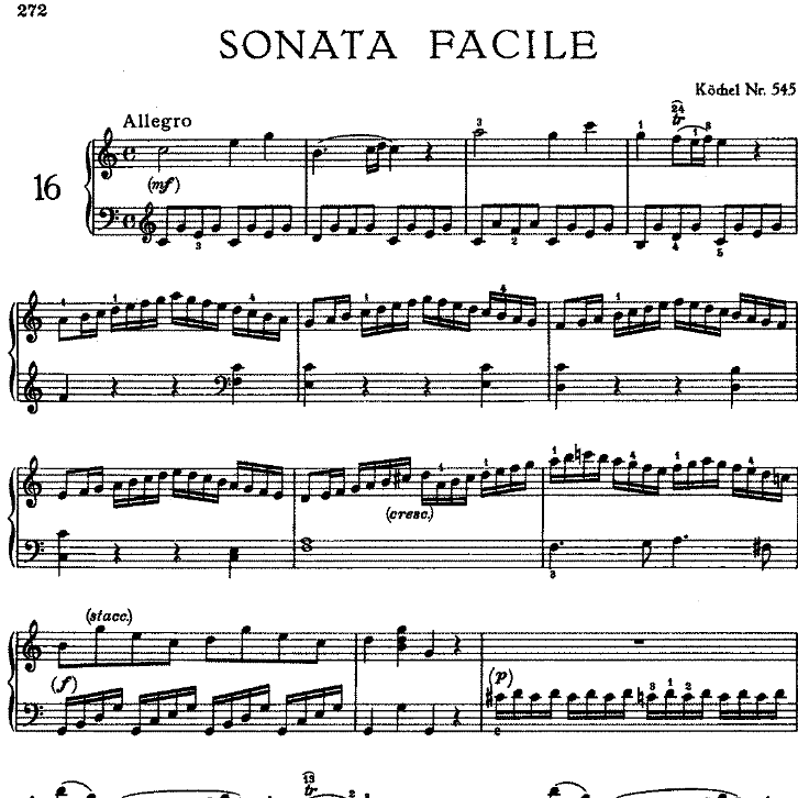 Sonata in C Major No.16 K.545-钢琴谱