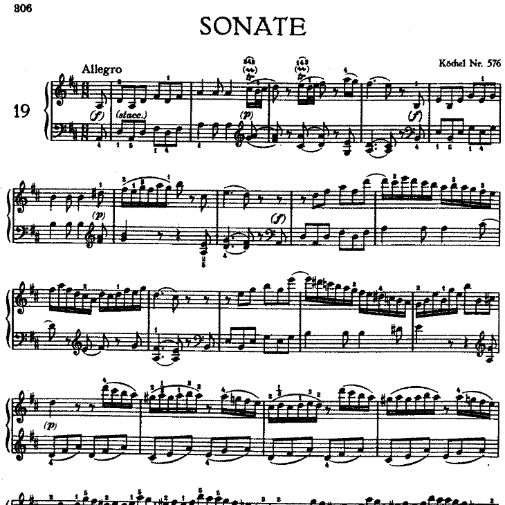Sonata in D Major No.18 K.576-钢琴谱