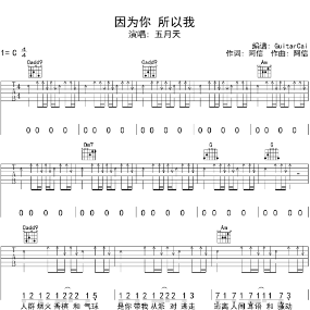 因为有你在吉他谱