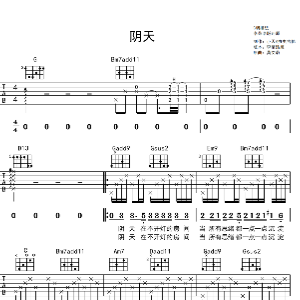 遇见阴天遮住你侧脸吉他谱
