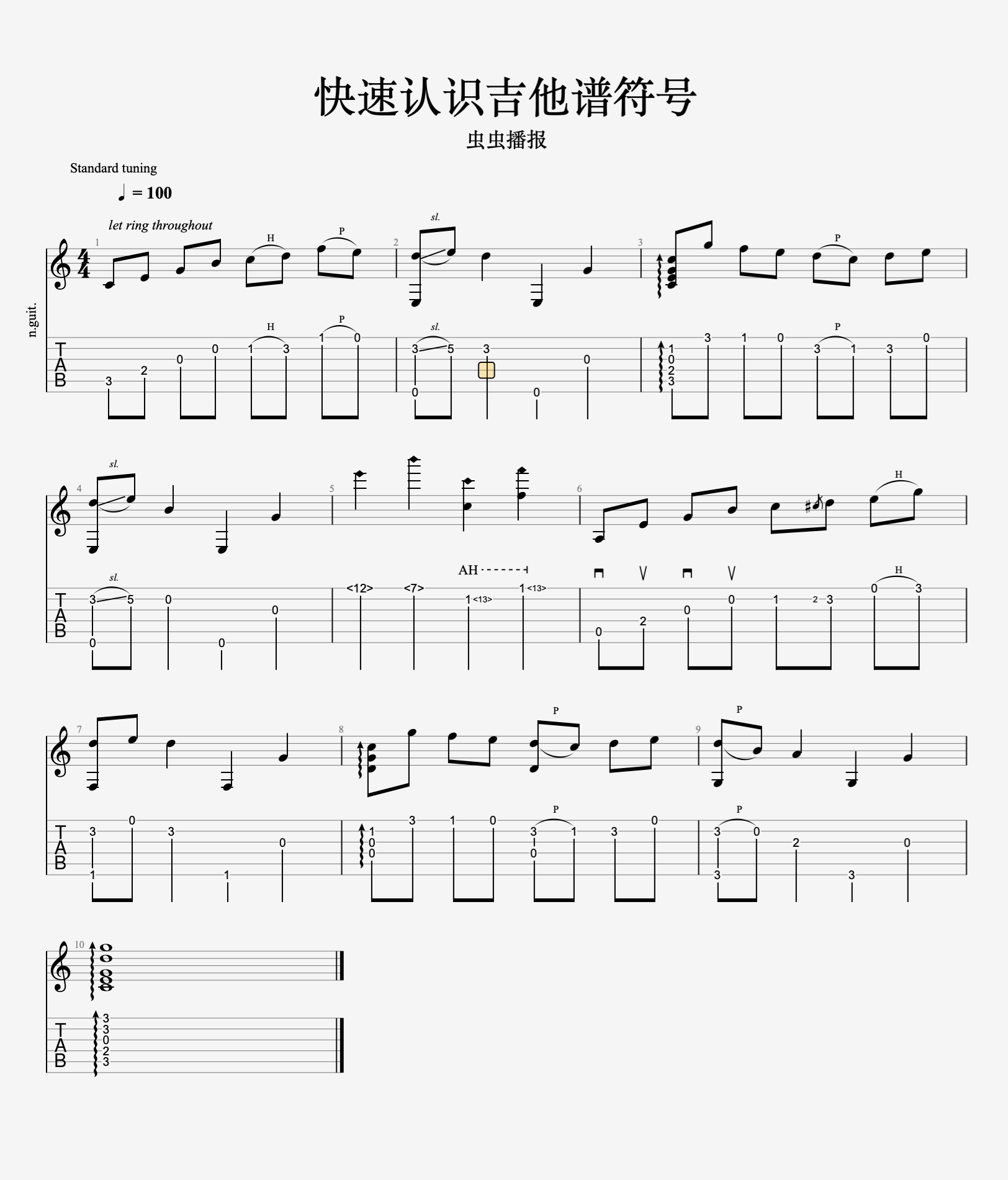 [图]一张图教你认识六线谱的标记符号 - 吉他谱怎么看 - 吉他之家