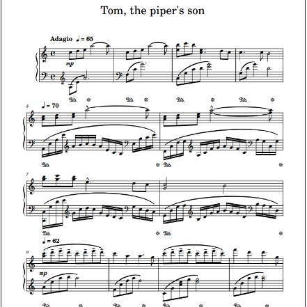 黑执事第三季马戏团篇片尾曲—With the Wind / Tom, the piper's son-钢琴谱